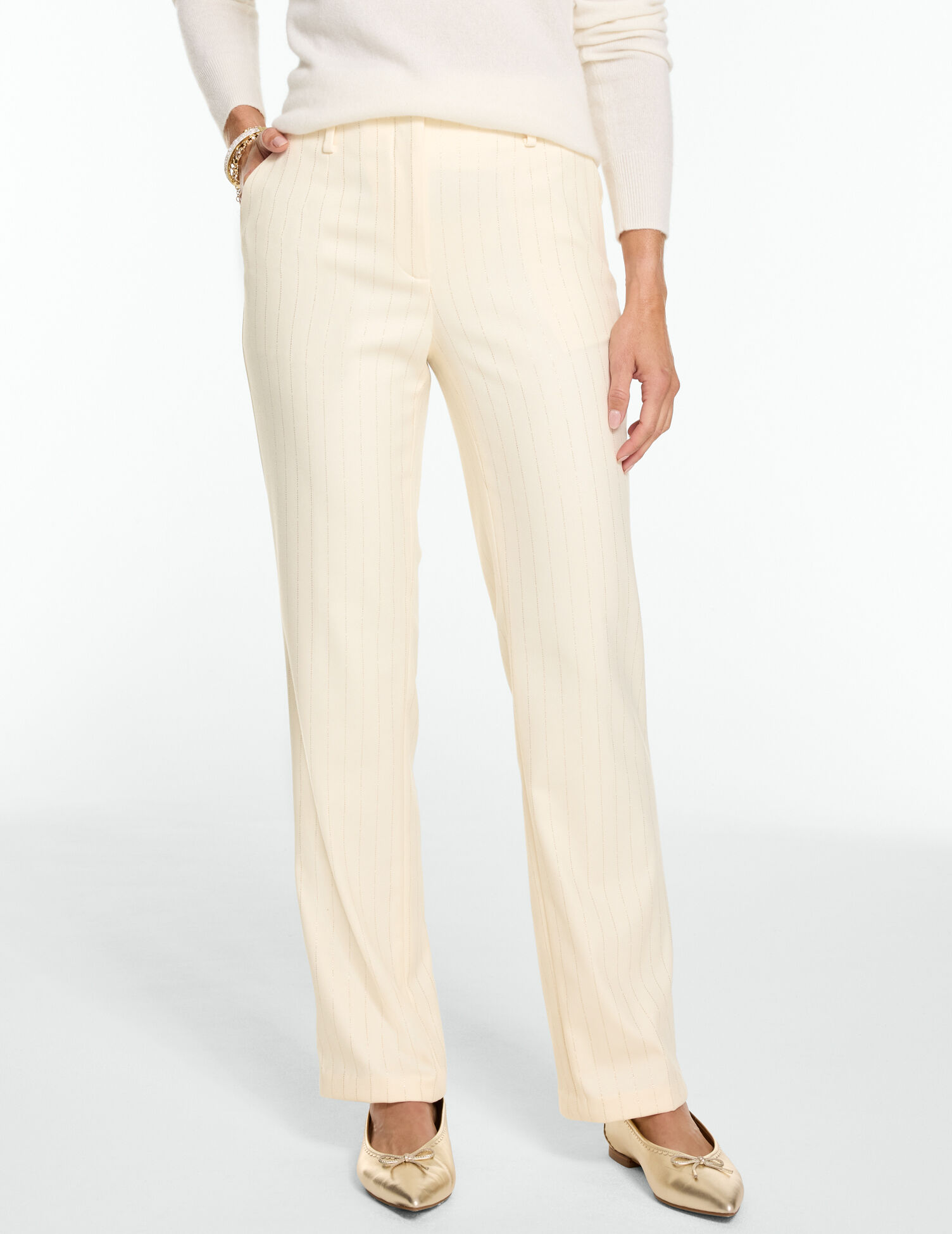 Talbots Southampton Lightweight Double Cloth Straight Leg Pants - Pickstich Pinstripe