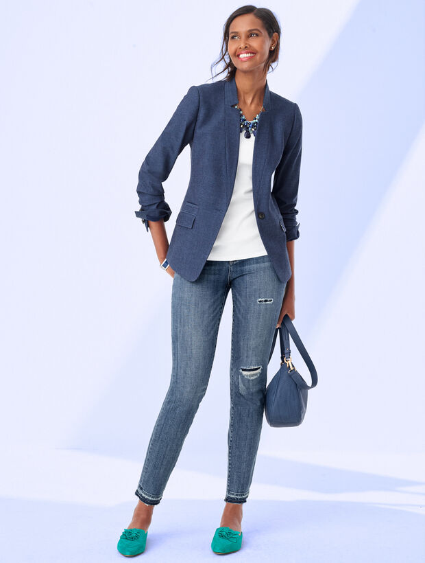 Notched-Collar Blazer - Ivory