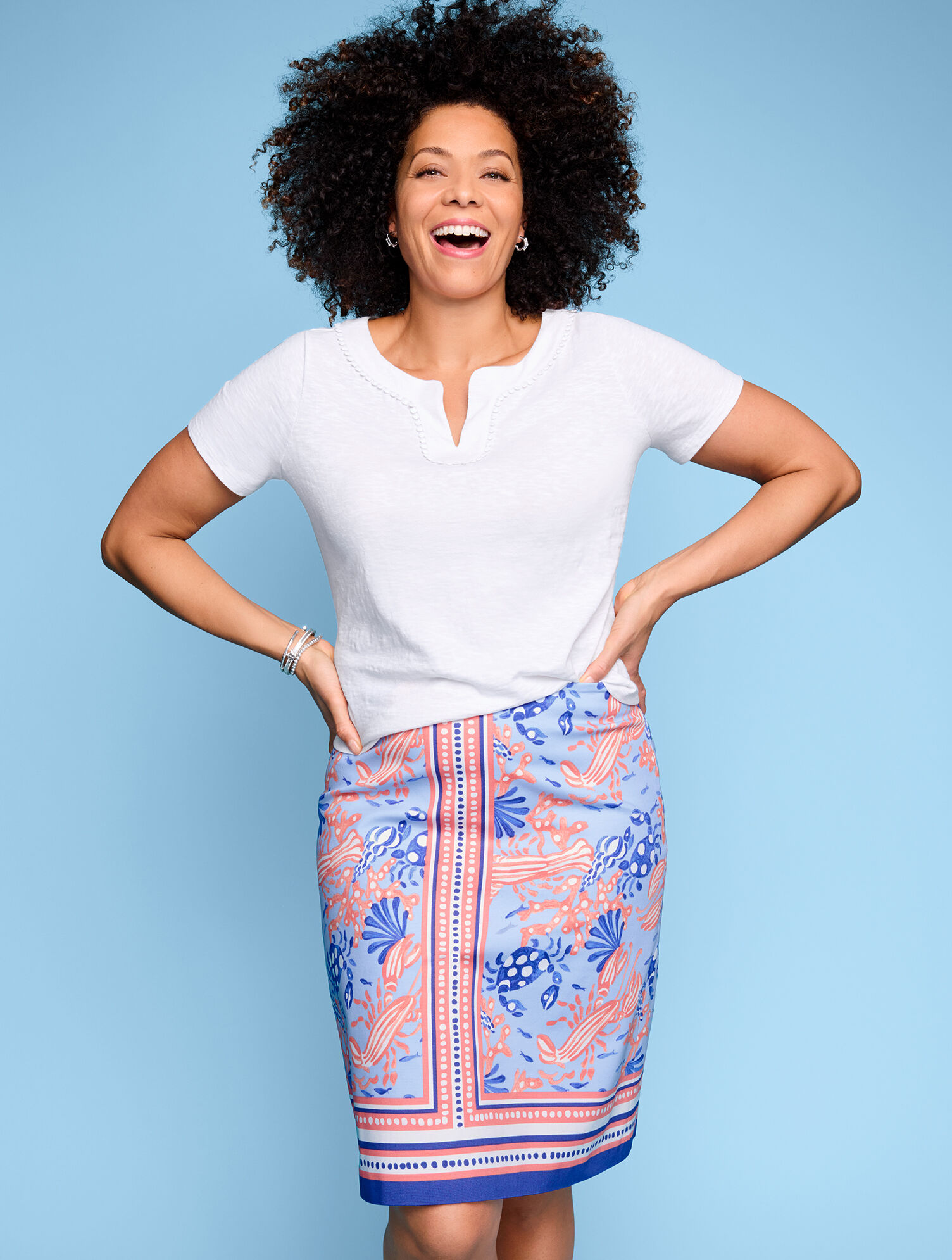 talbots split neck tee