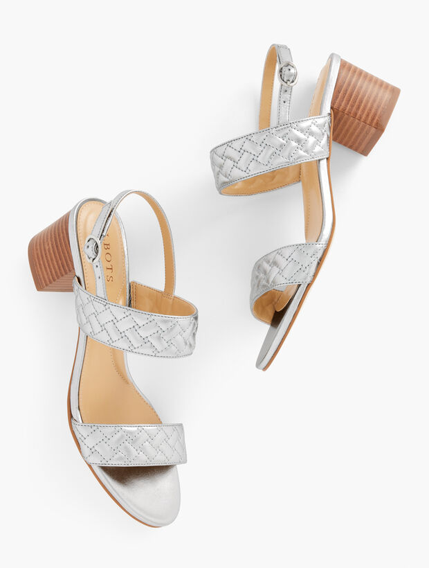 Mimi Quilted Leather Sandals - Metallic