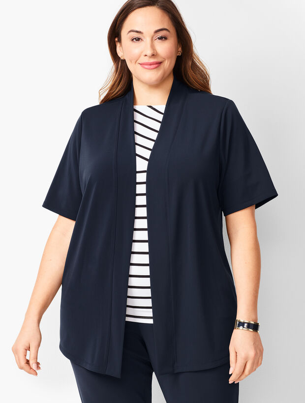 Plus-Size Knit Jersey Open Cardigan