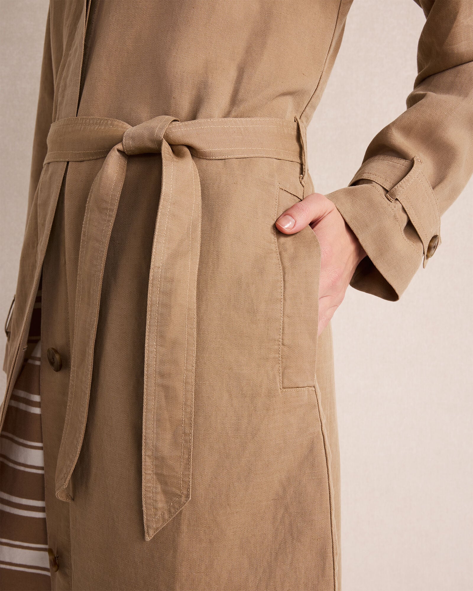 Linen Blend Dobby Trench Coat