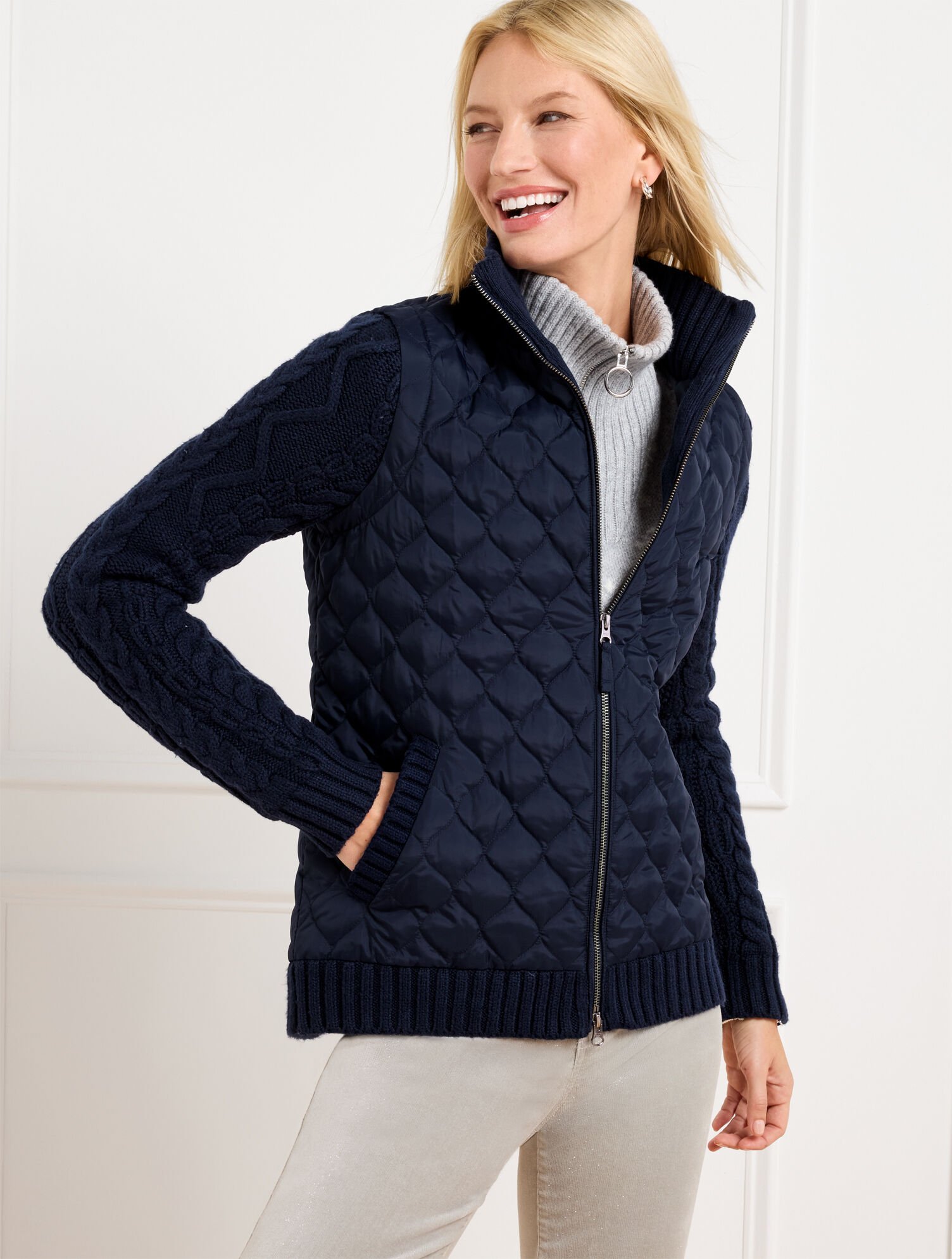 Quilted Puffer Sweater Jacket | Talbots