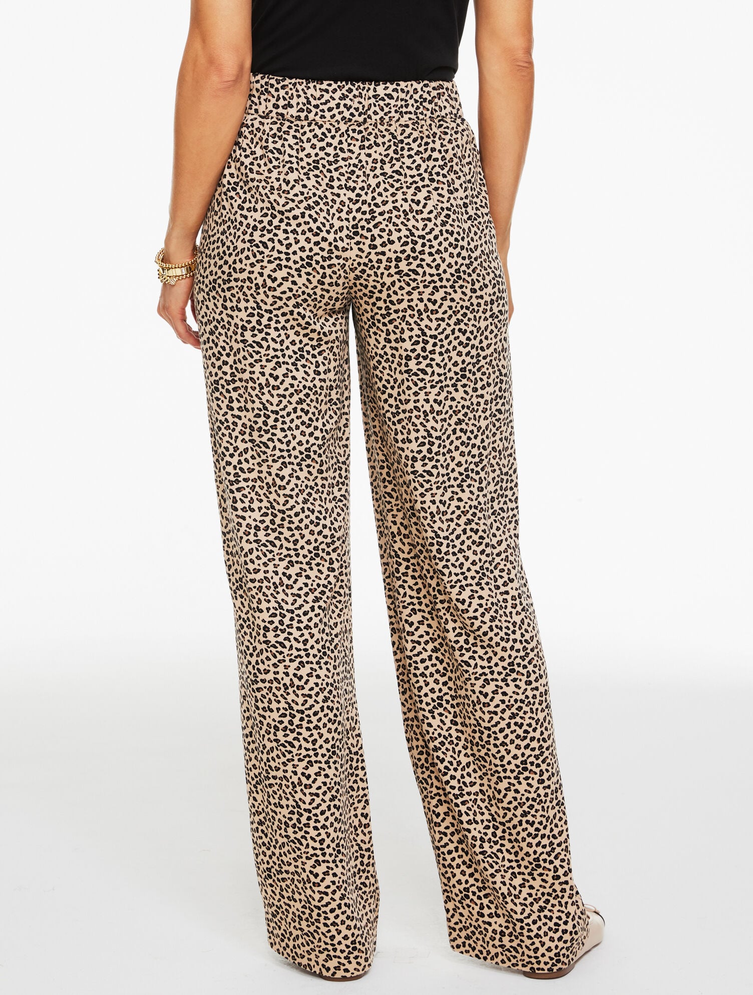 Wide Leg Pull-On Pants - Tricolor Cheetah