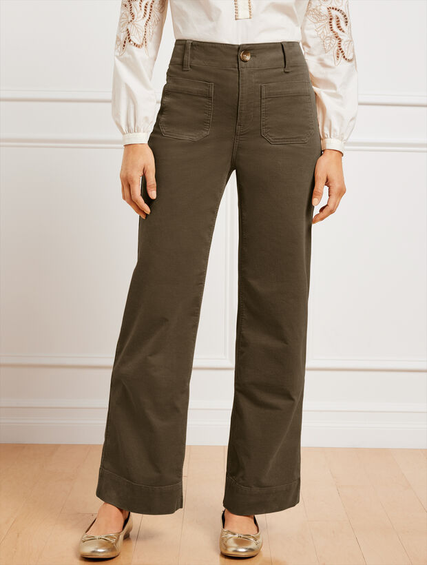Stretch Corduroy Wide Leg Pants