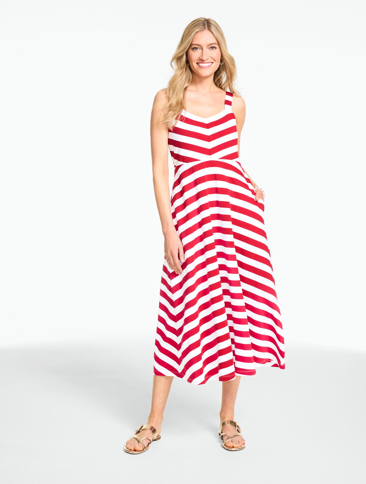Marina Stripe Jersey Fit &amp; Flare Maxi Dress