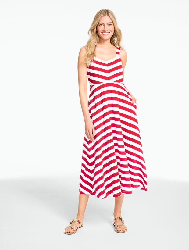 Marina Stripe Jersey Fit &amp; Flare Maxi Dress