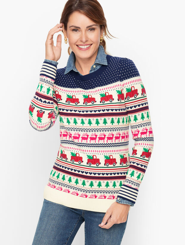 Fair Isle Puff Shoulder Sweater | Talbots