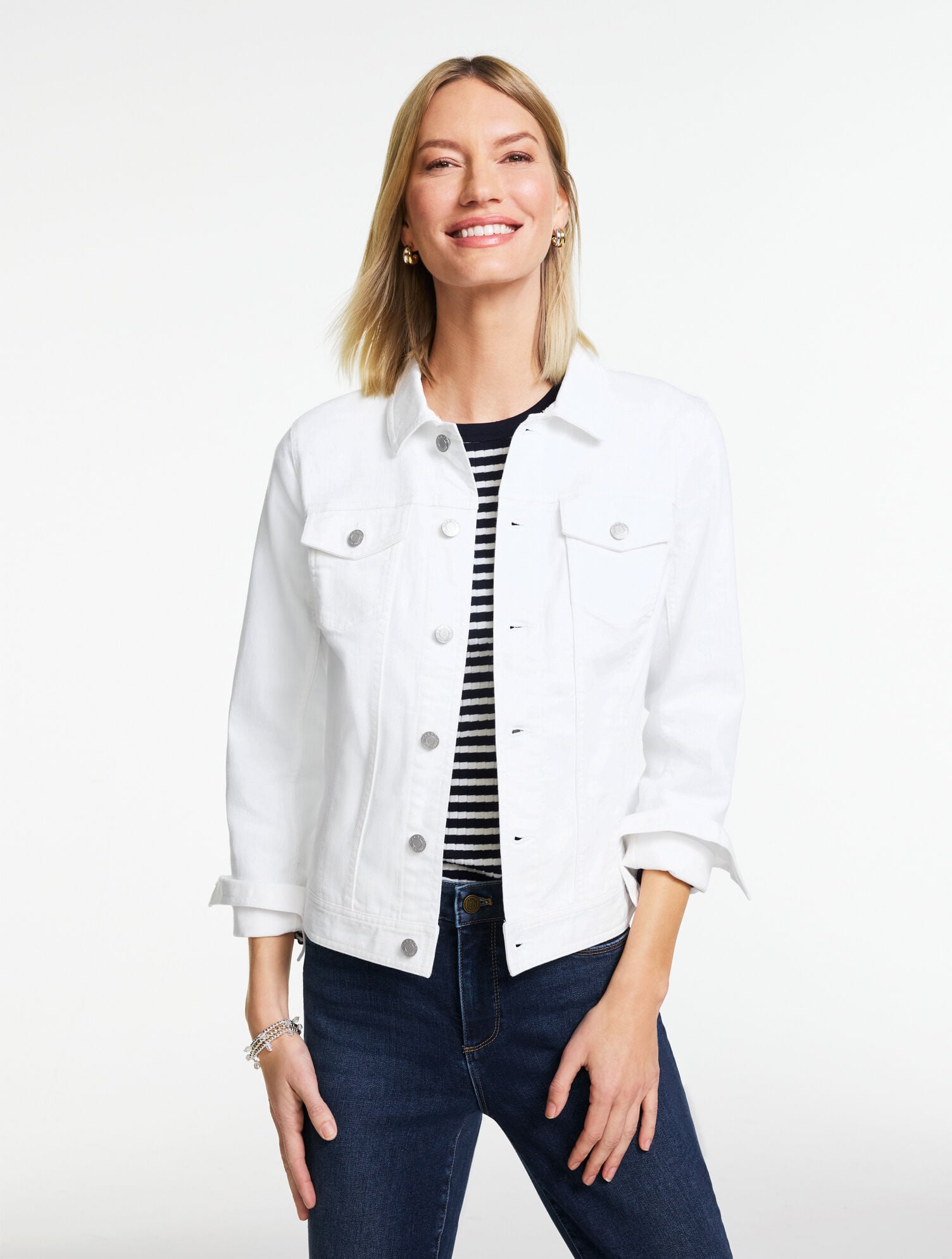 Levis Trucker Jacket Women Talbots Classic White Jean Jacket  display picture 1