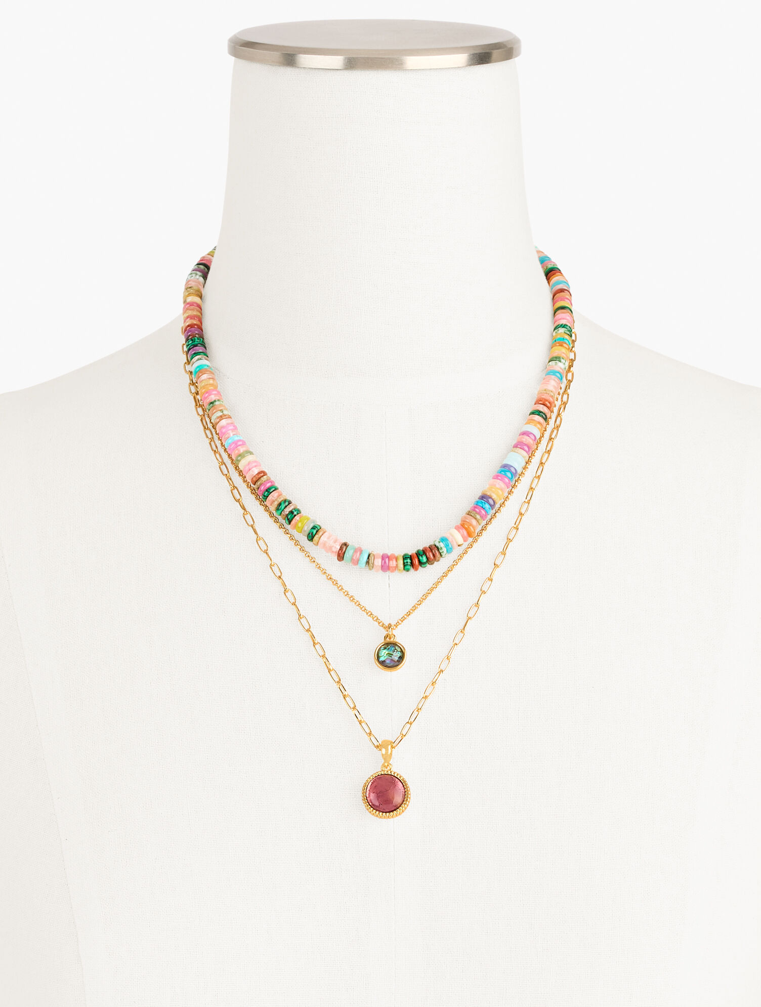 Multi Color Bead Layered Necklace