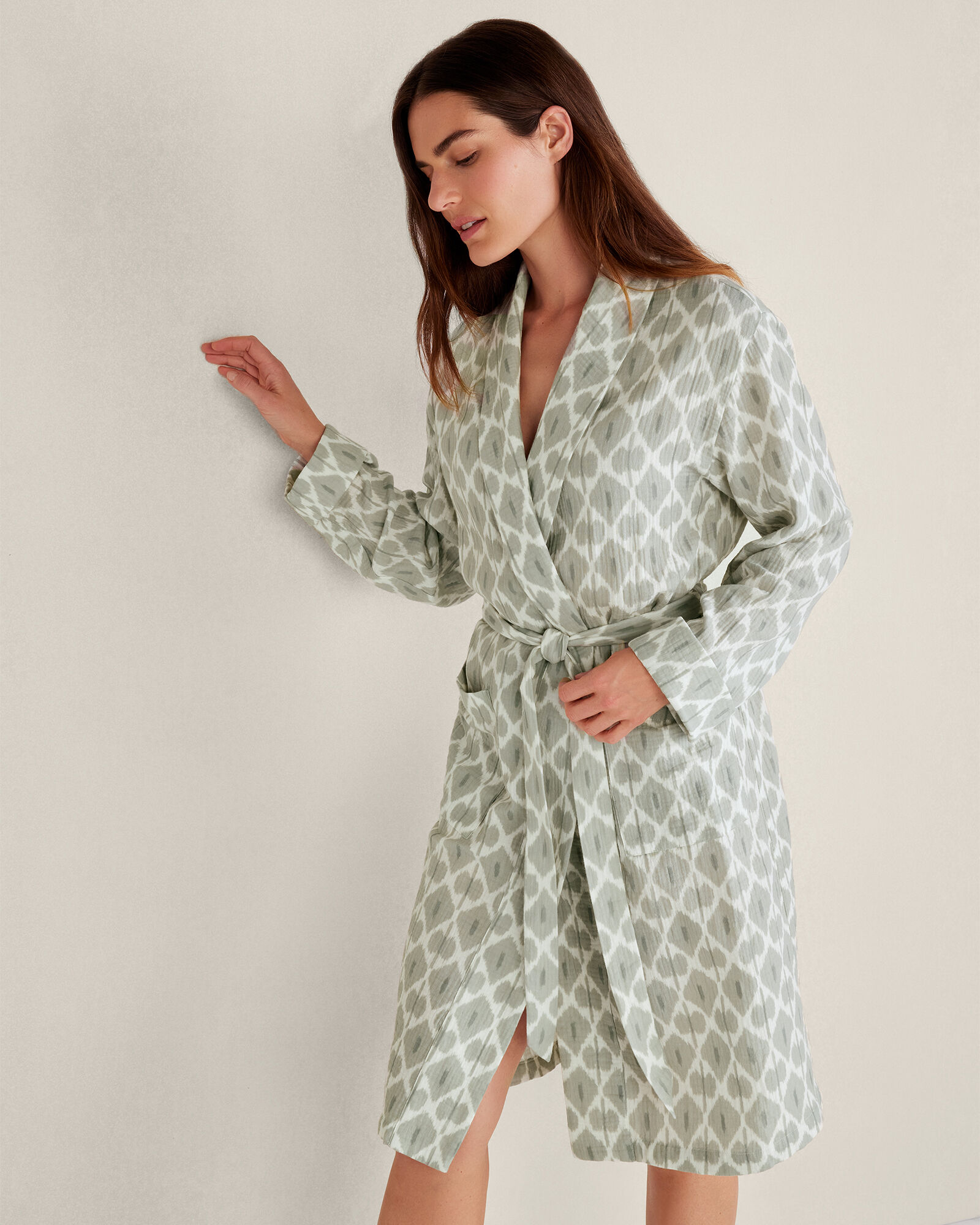 Organic Cotton Gauze Ikat Print Robe