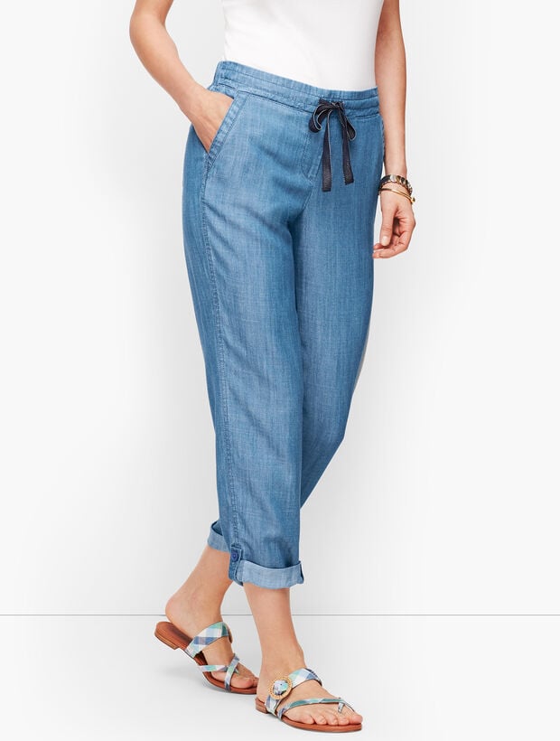 Summer Twill Slim Leg Crop Pants - TENCEL&trade;