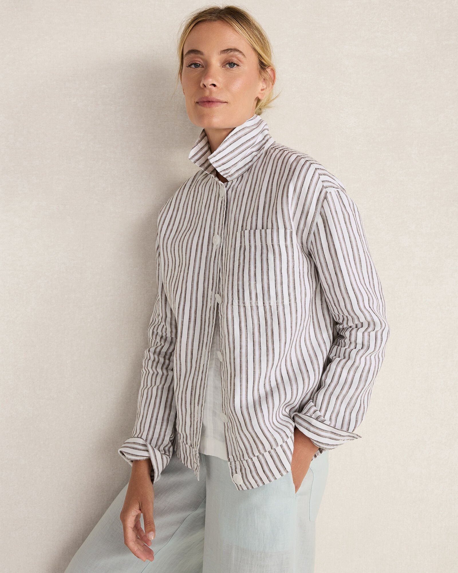 Everweave Linen Stripe Boxy Jacket