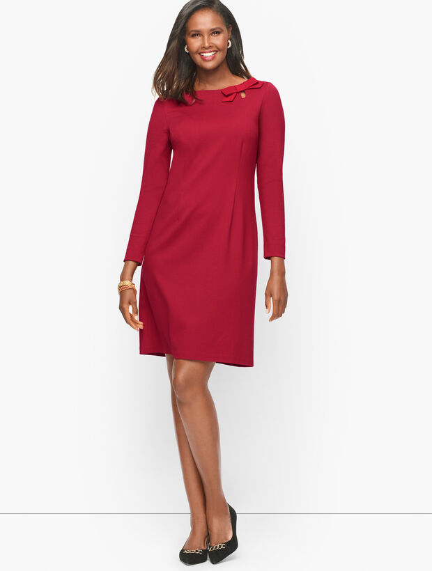 Bow Detail Ponte Knit A-Line Dress