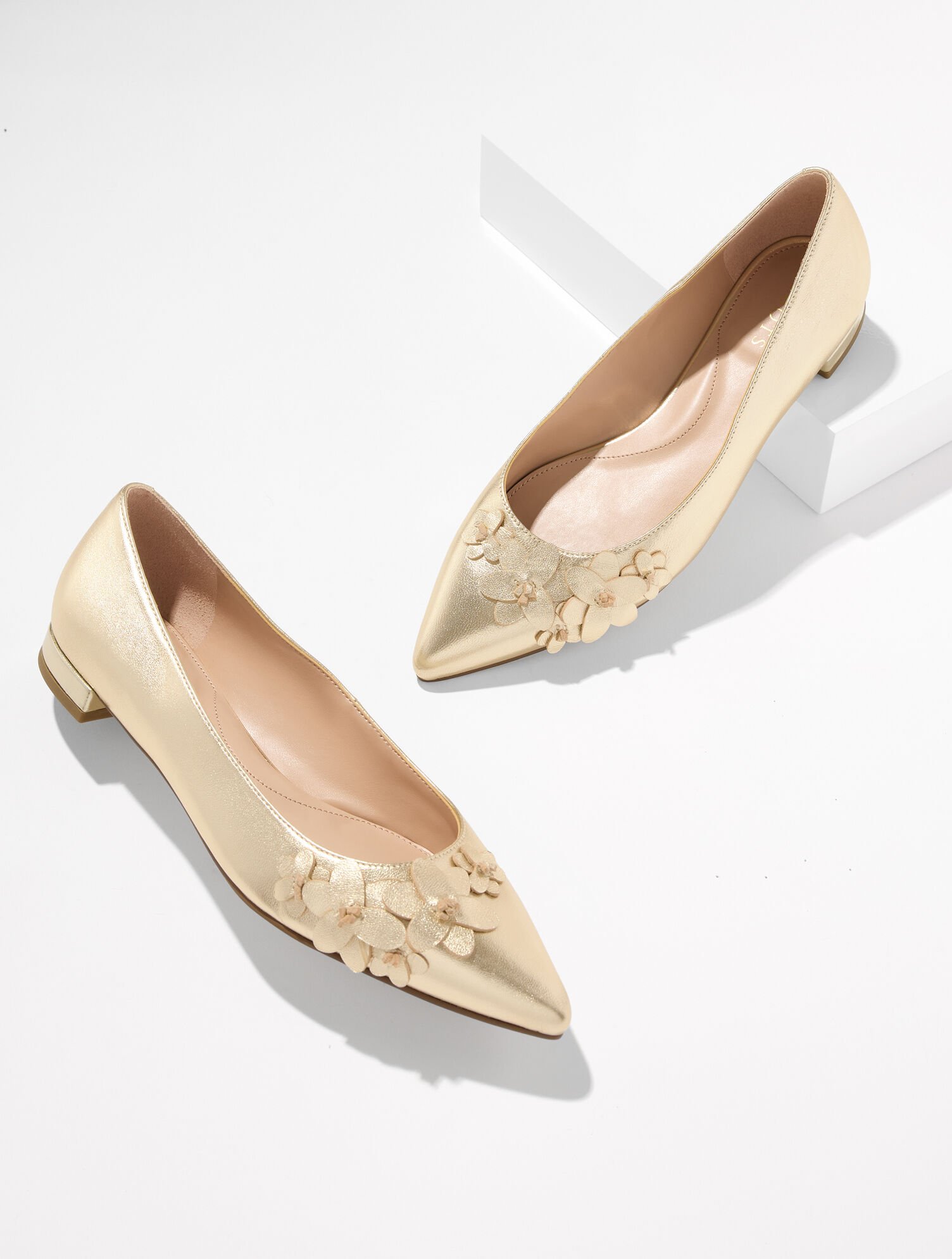 Portia Floral Metallic Leather Flats