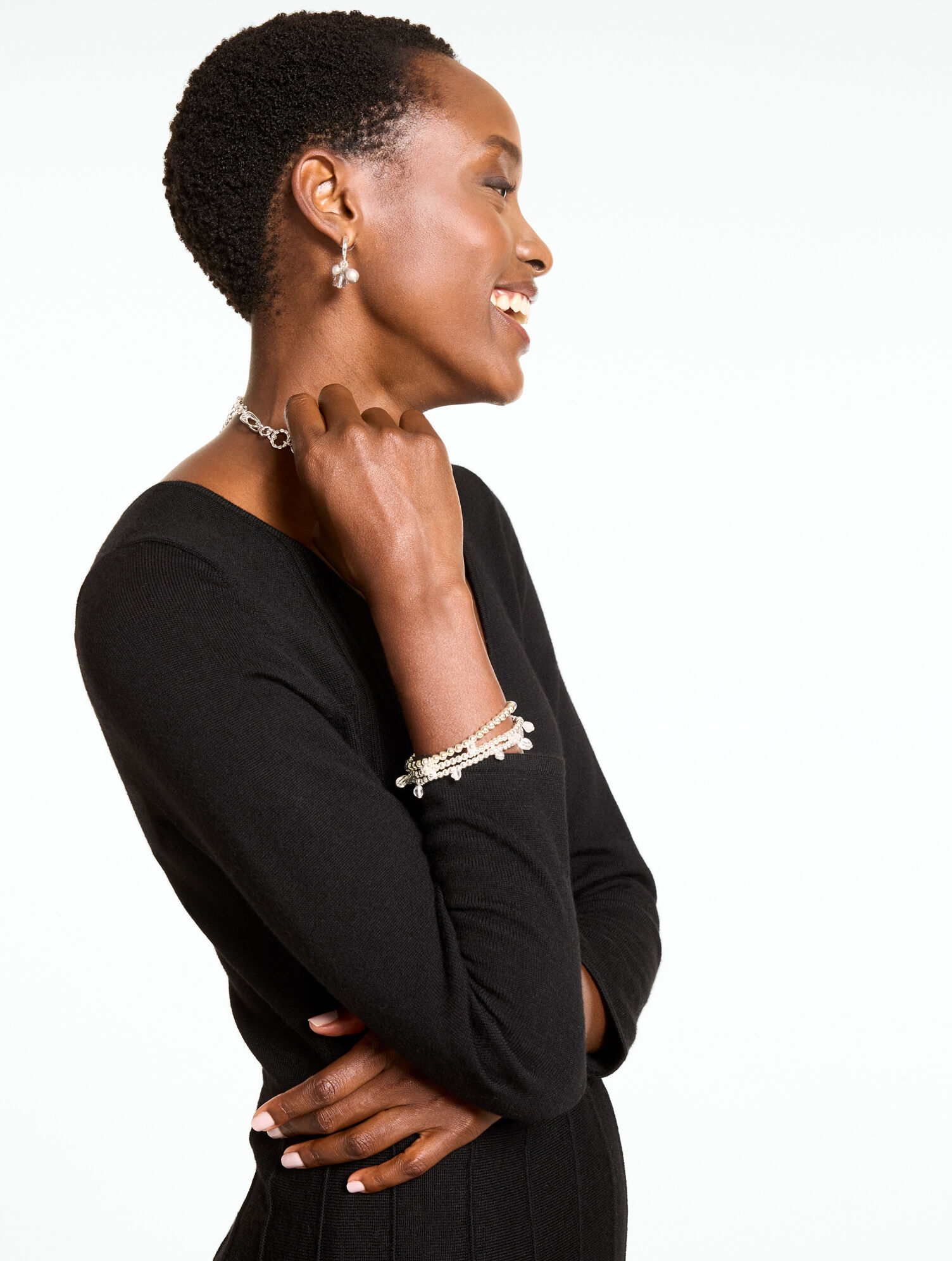Merino Wool V-Neck Pleated Dress