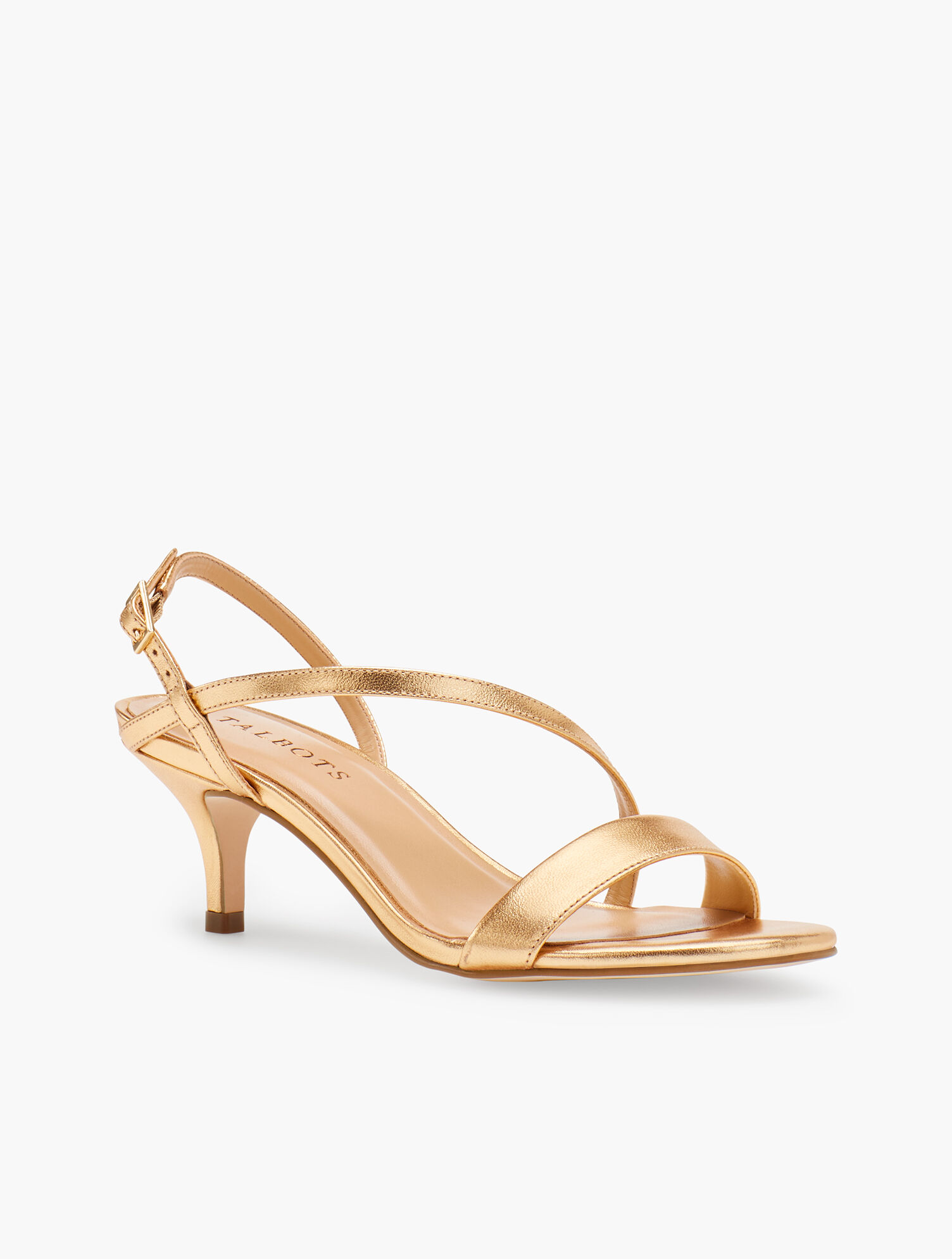 Pila Strappy Kitten Heel Sandals - Metallic Leather