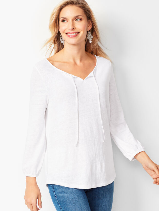 Gathered Tie-Neck Top - Solid