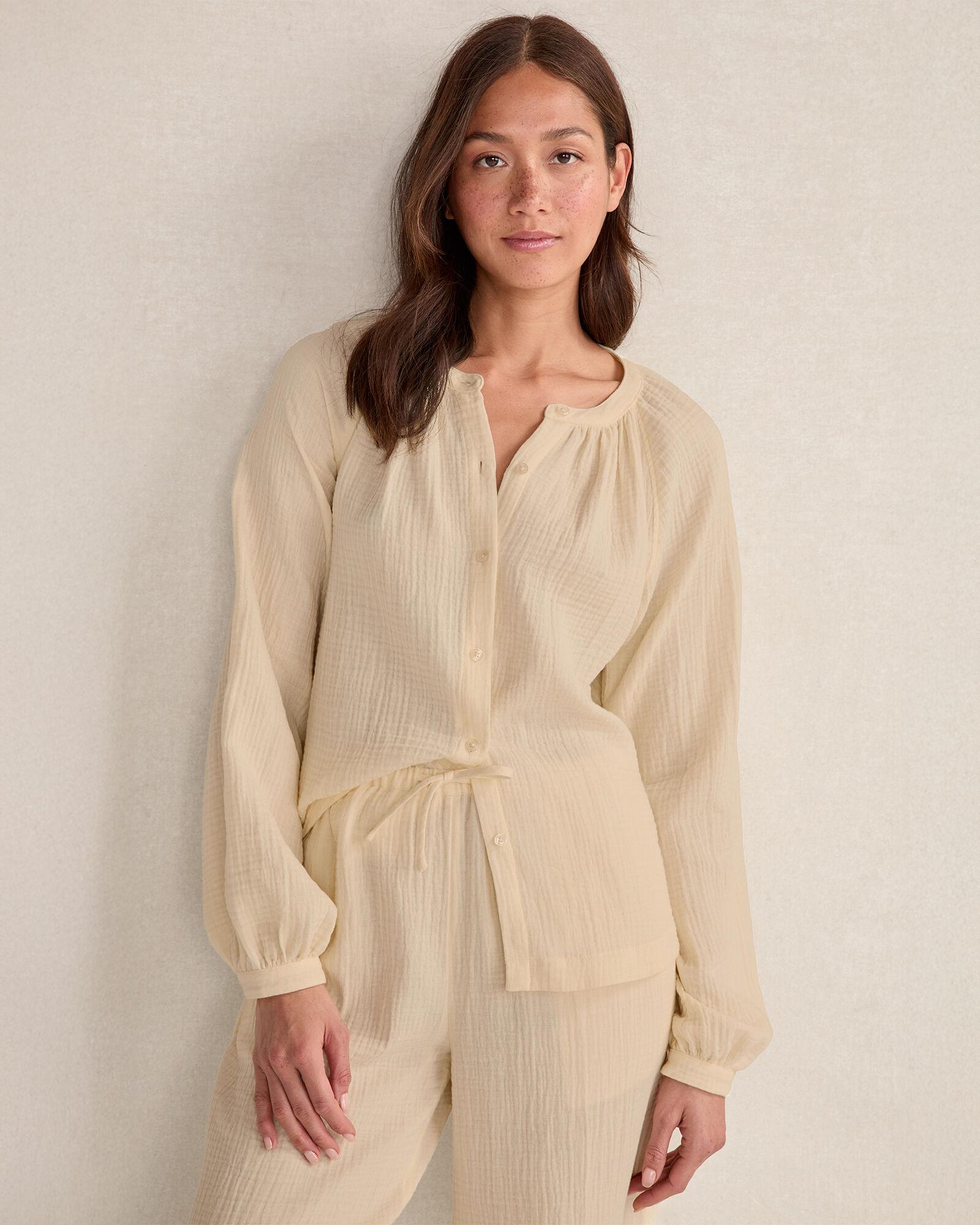 Organic Cotton Gauze Long Sleeve Top