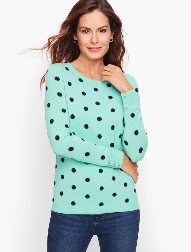Cashmere Button Cuff Sweater - Dot