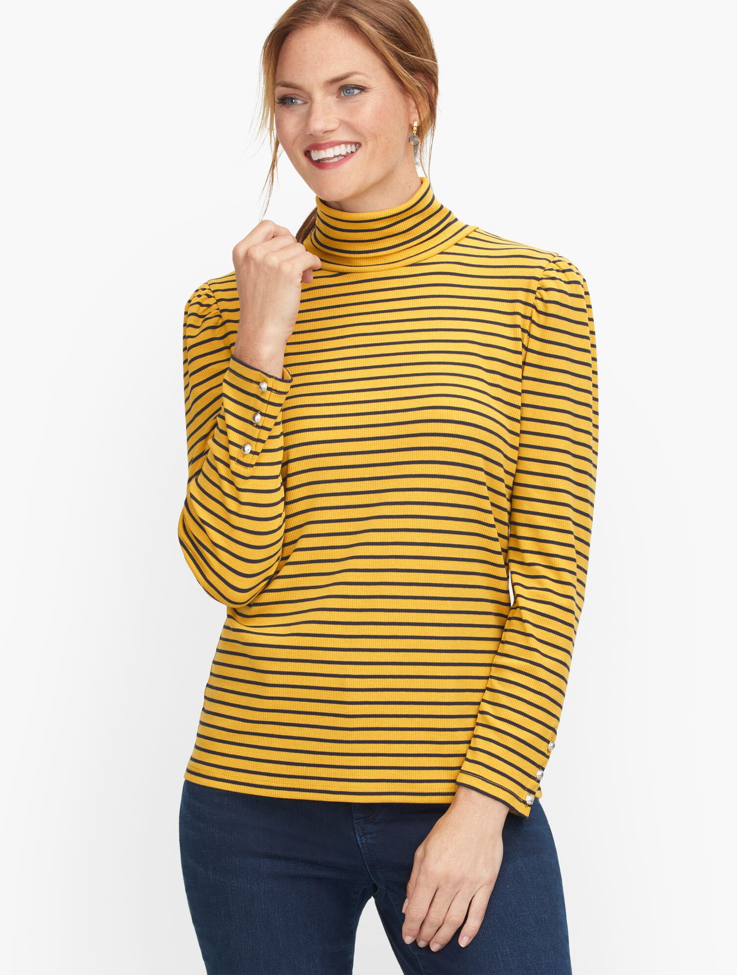 Ribbed Stripe Turtleneck