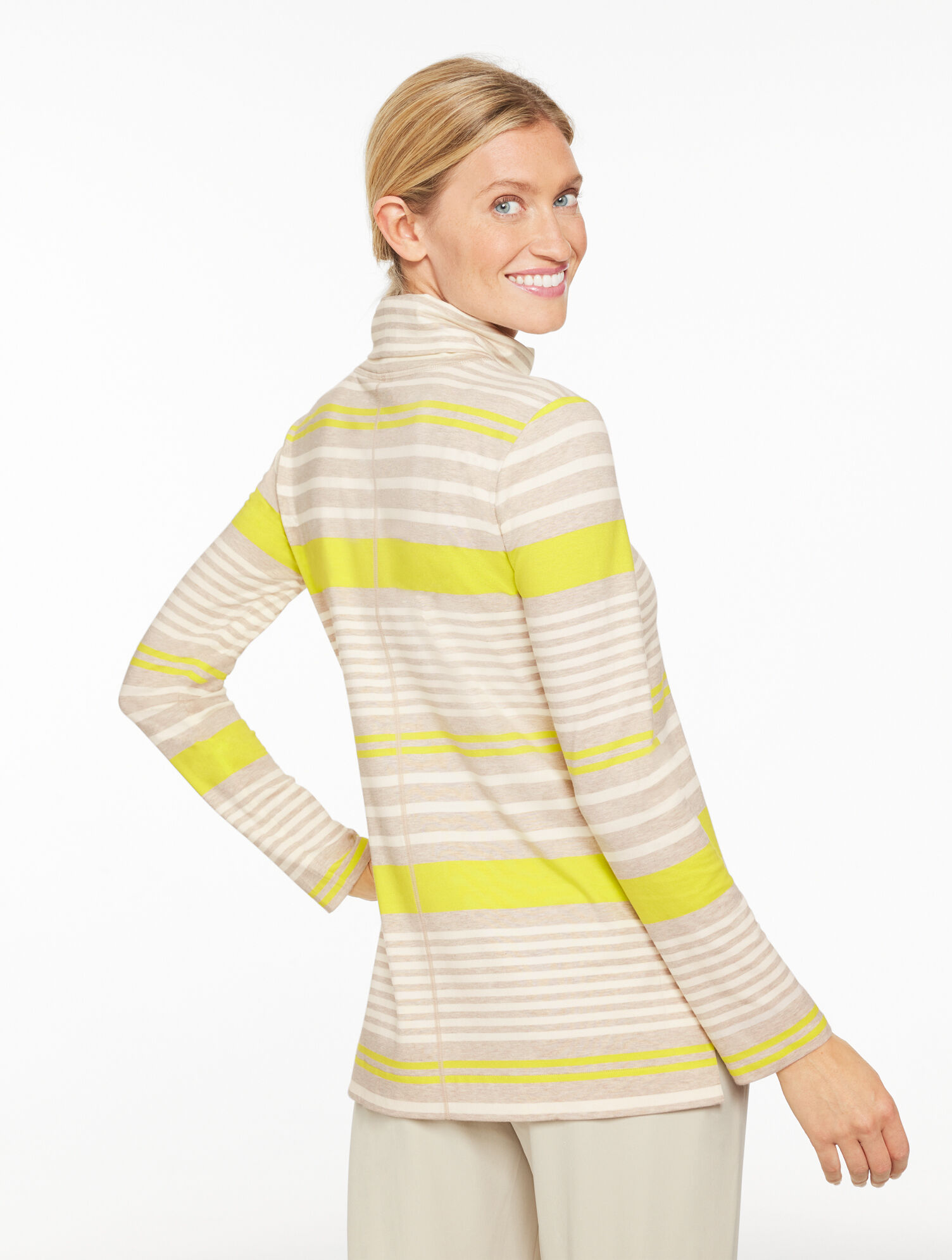 トップス ORGANIC COTTONHIGHGAUGE JERSEYBOATNECK Supersoft Jersey Turtleneck Tee - Refresh Stripe | Talbots