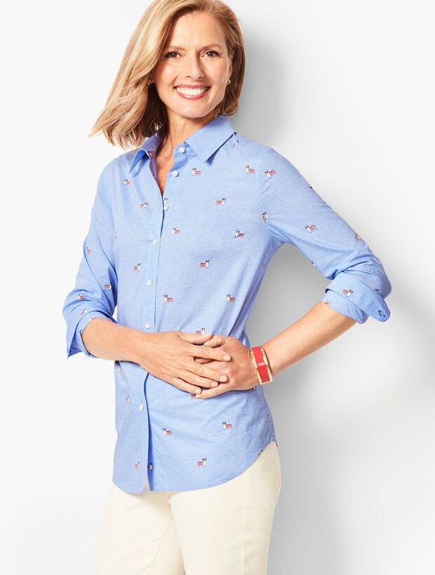 Classic Cotton Corgi-Print Shirt