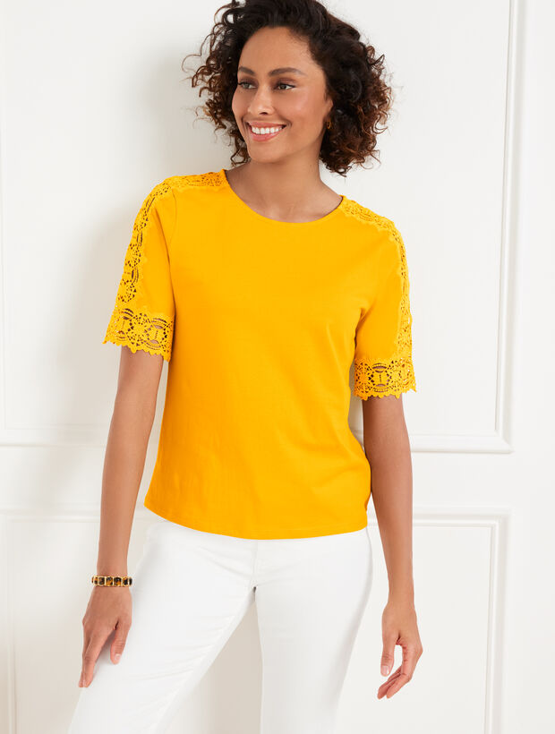 Lace Cuff Crewneck Tee