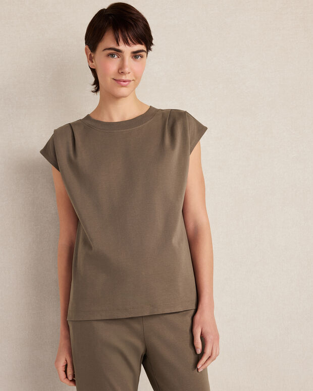 Organic Cotton Interlock Pleated Tee