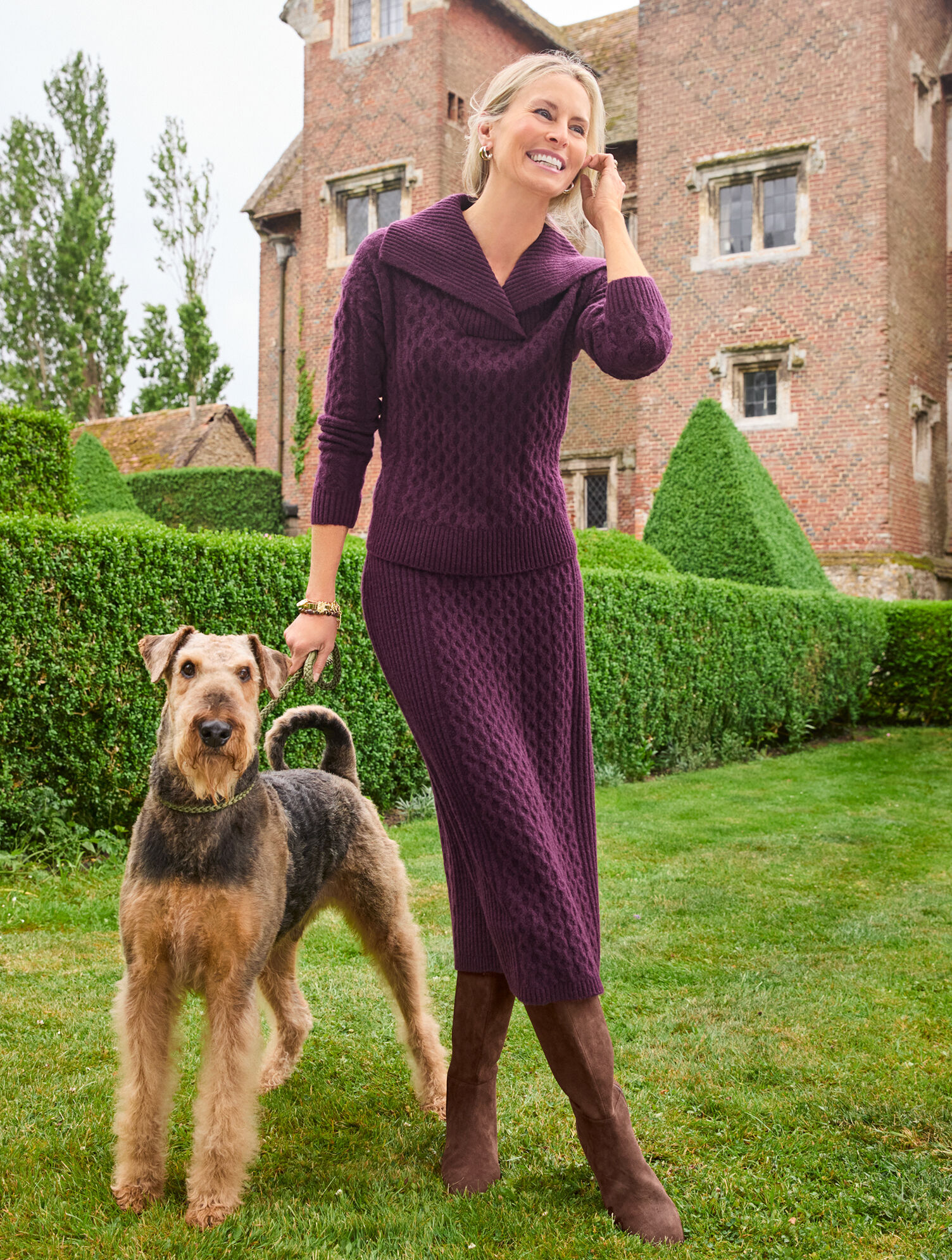 Mixed Cable Knit Midi Skirt | Talbots