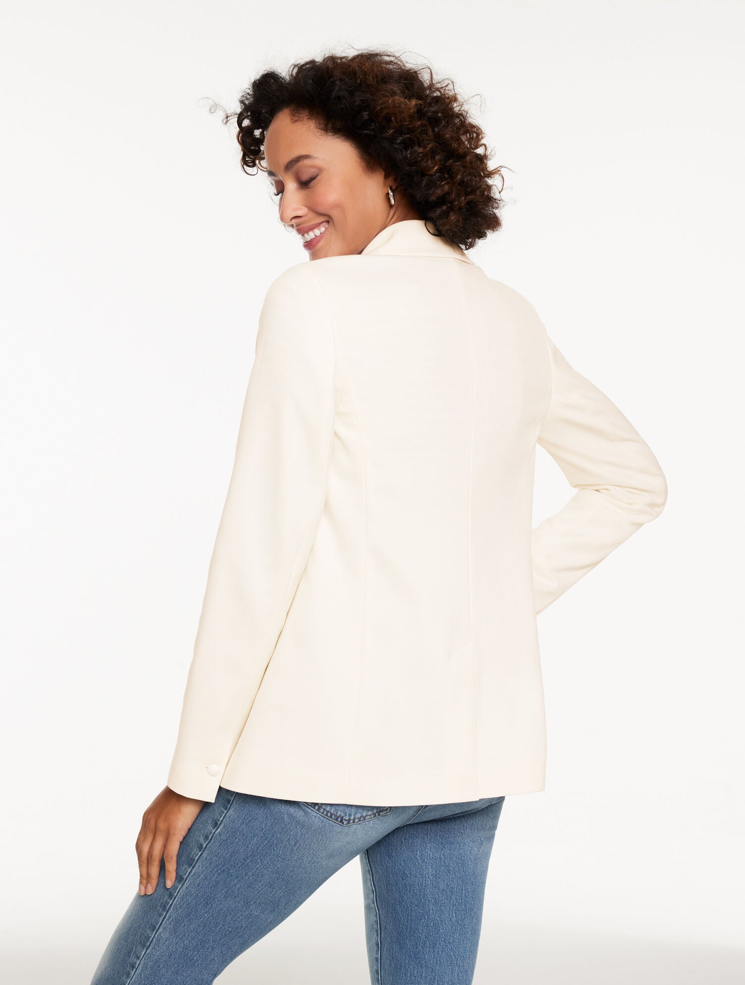 Single Button Twill Blazer