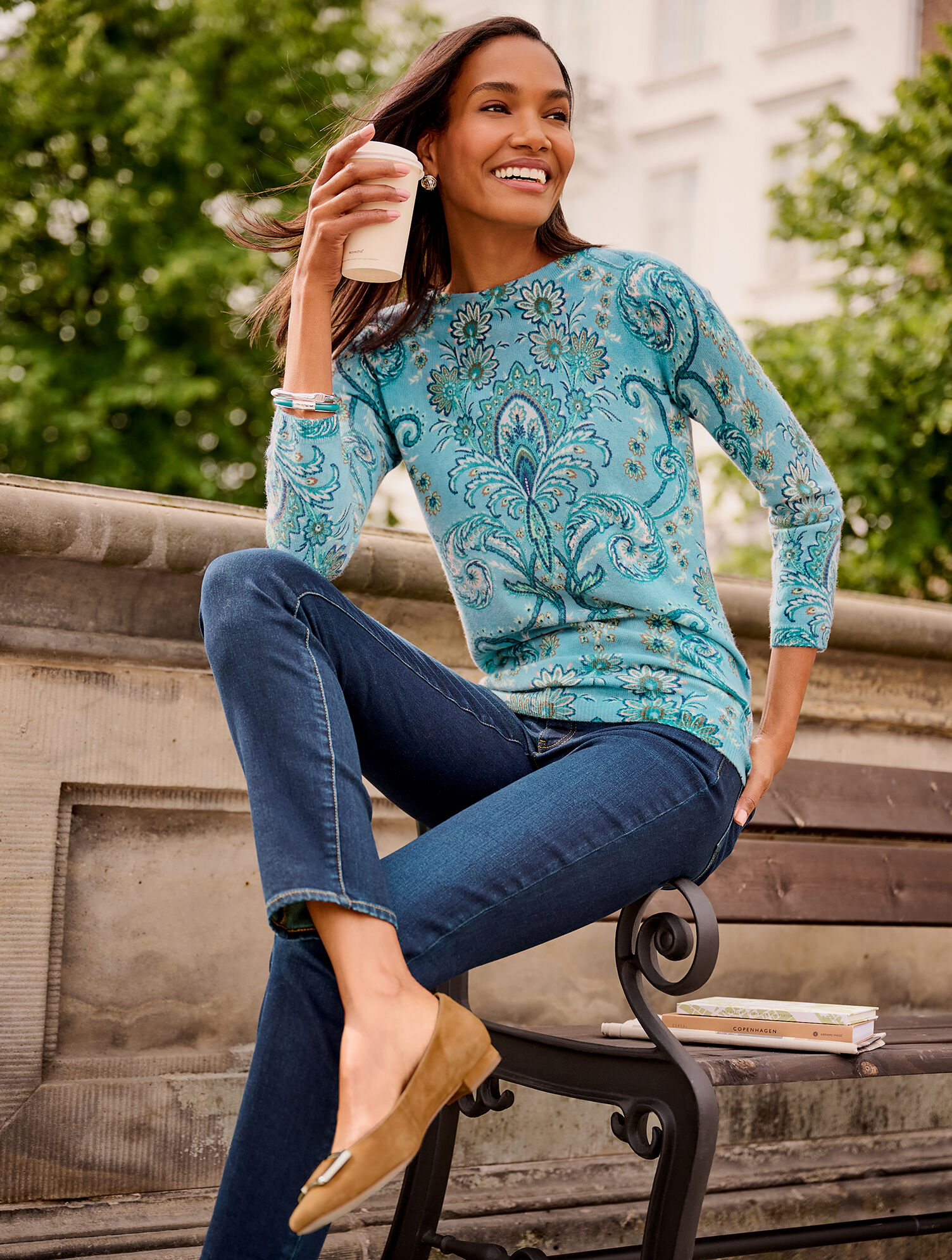 8YARS ハチヤーズ Women's CB OUTLINE Pullover Audrey Cashmere Sweater - Imperial Floral | Talbots