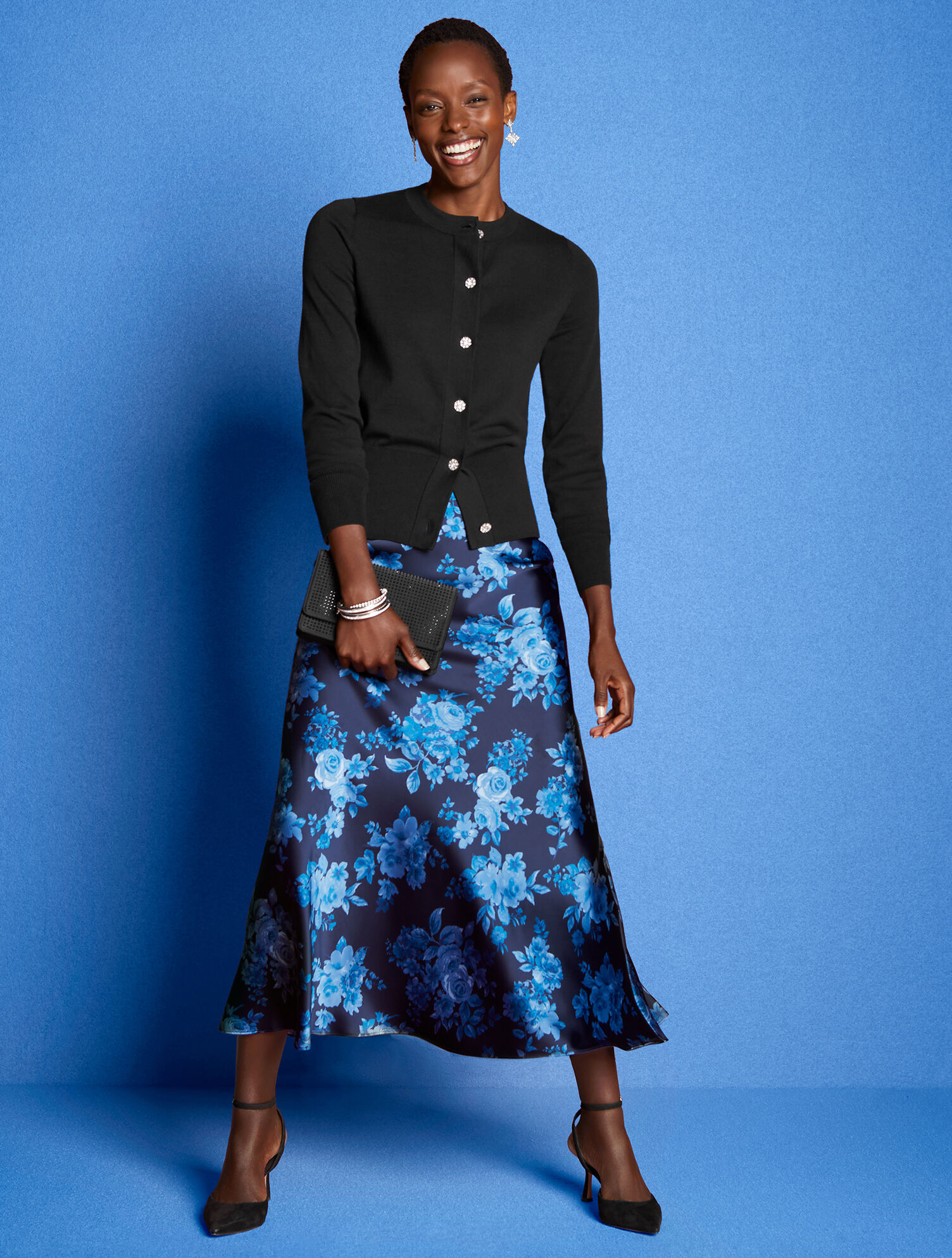 スカート flower satin skirt acka size 1 Satin Maxi Slip Skirt - Flourish Floral | Talbots