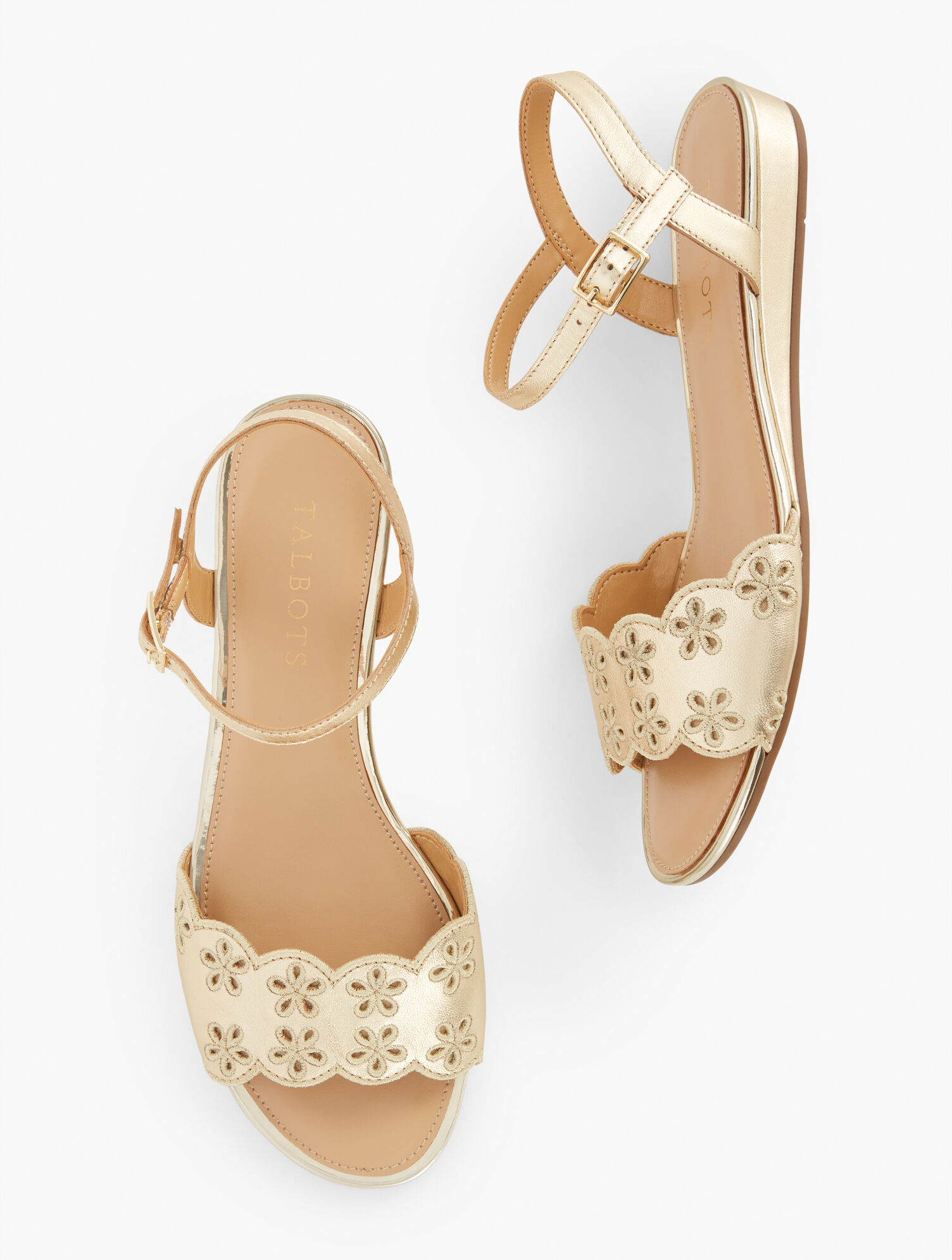 Daisy Eyelet Metallic Nappa Sandals | Talbots