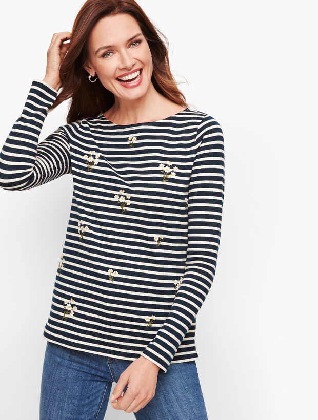 Authentic Talbots Tee - Floral Stripe