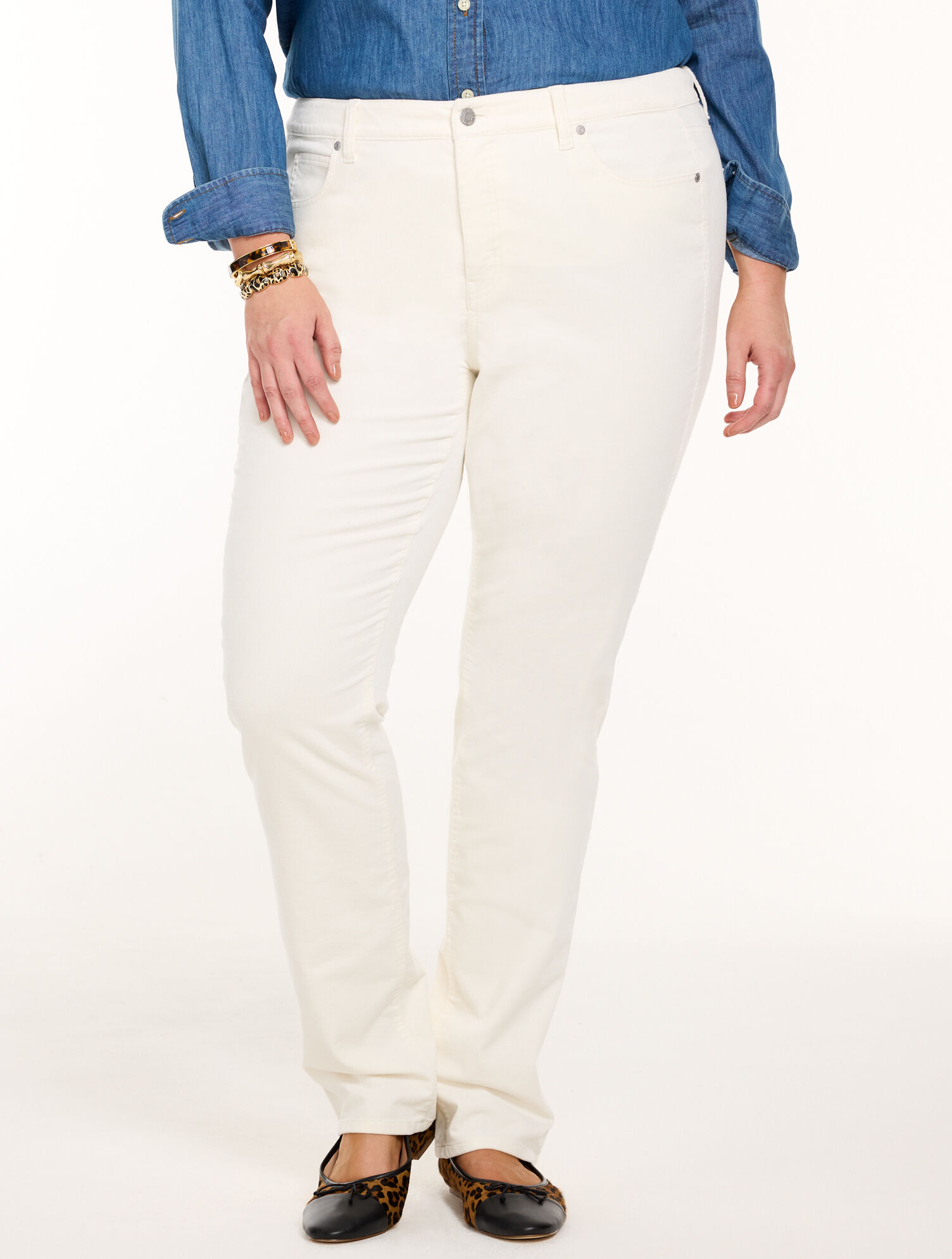 Stretch Corduroy Straight Leg Pants