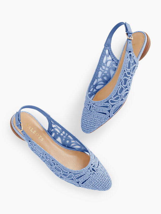 Edna Raffia Crochet Slingback Flats