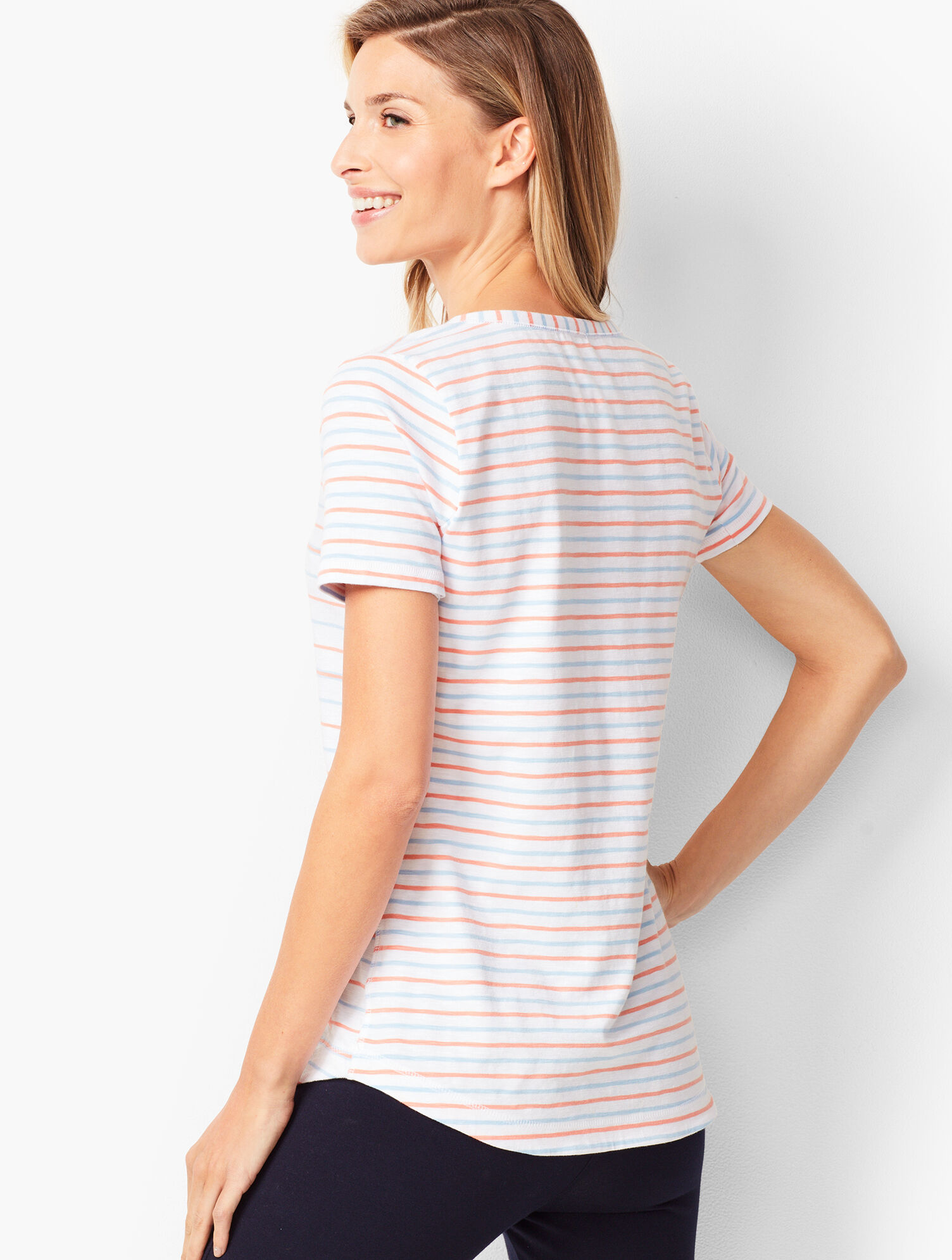 talbots split neck tee