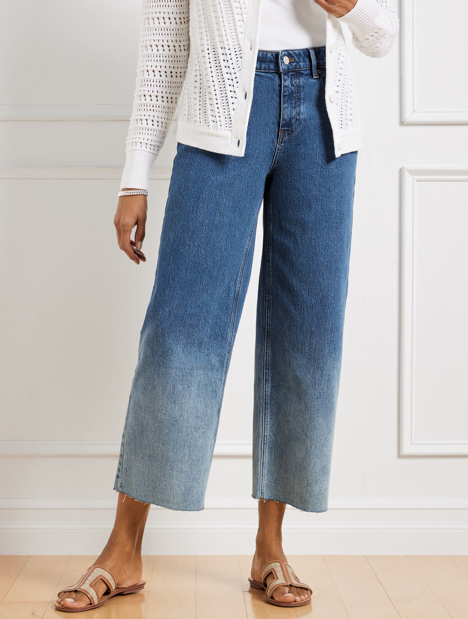 Wide Leg Crop Jeans Hoffman Wash Talbots