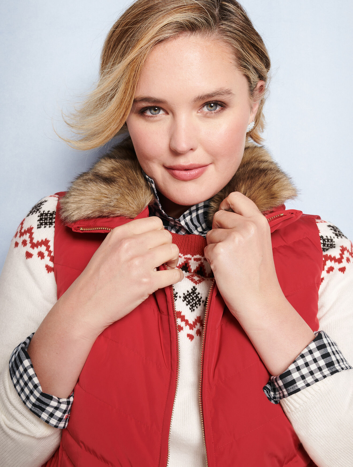 Faux Fur Collar Down Puffer Vest