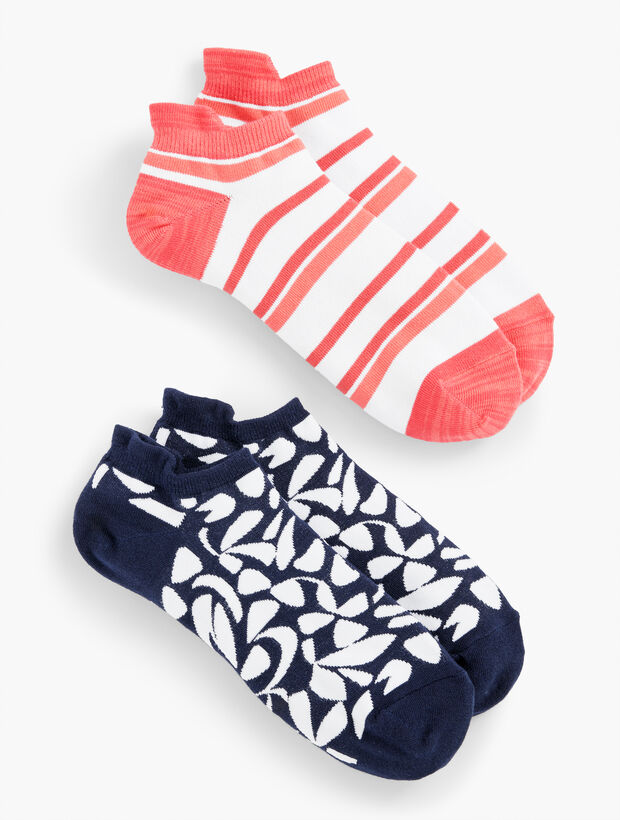 Abstract Floral Two Pair Ankle Socks