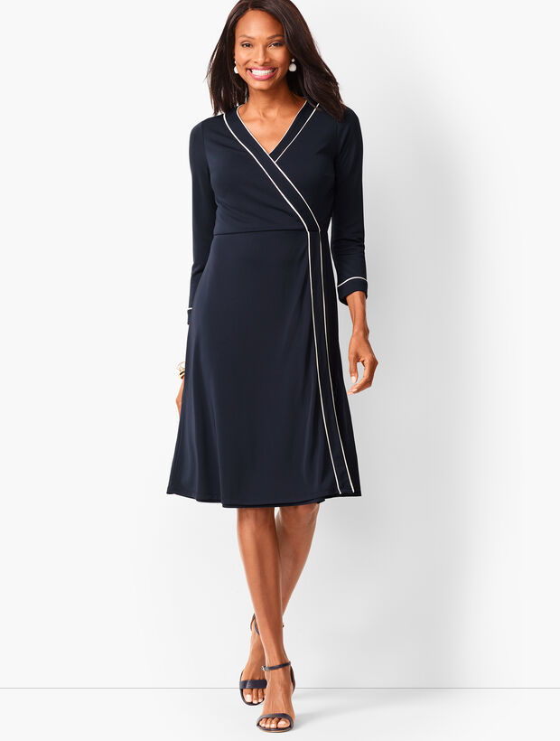 Knit Jersey Faux-Wrap Dress