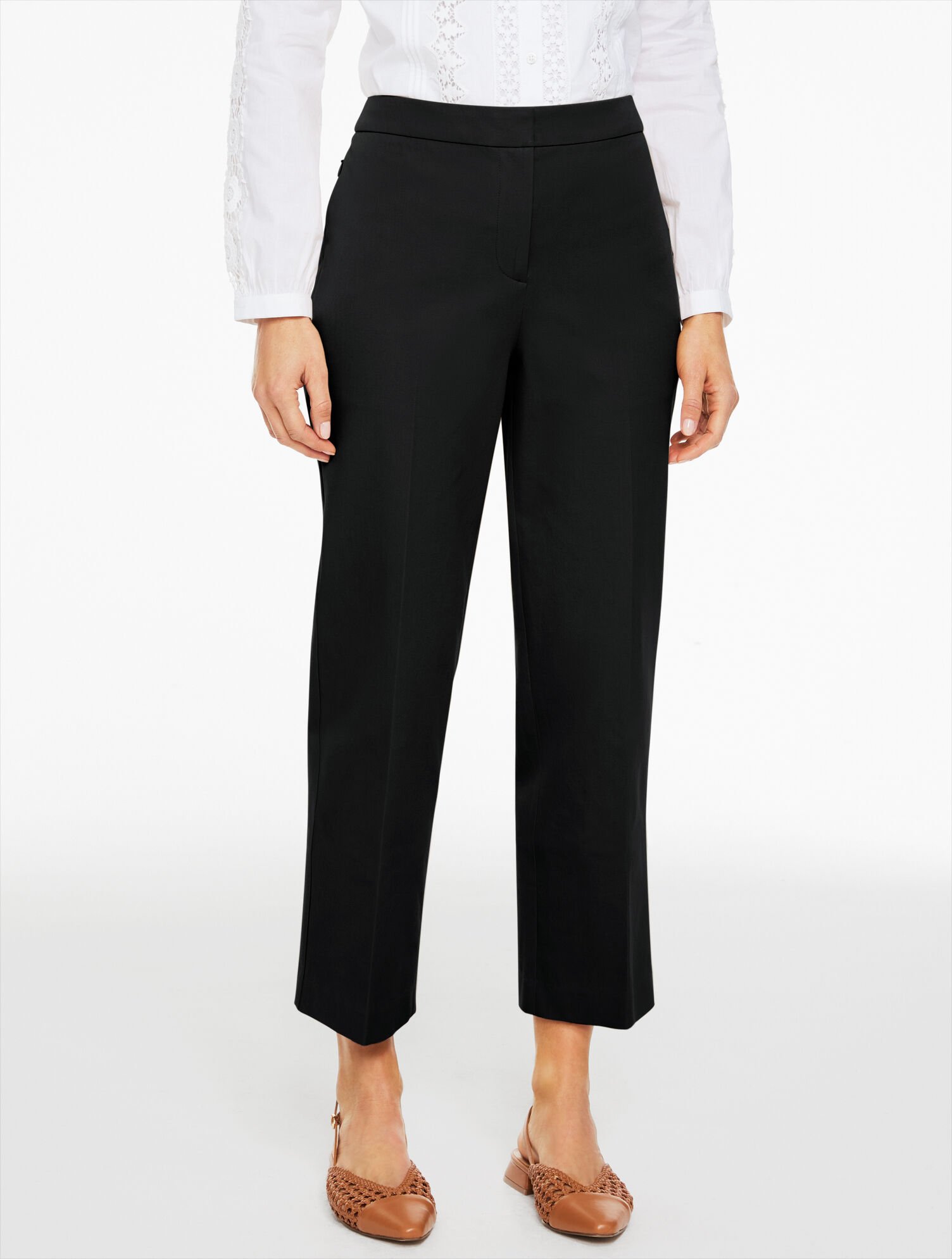 Straight Ankle Cotton Bi-Stretch Pants