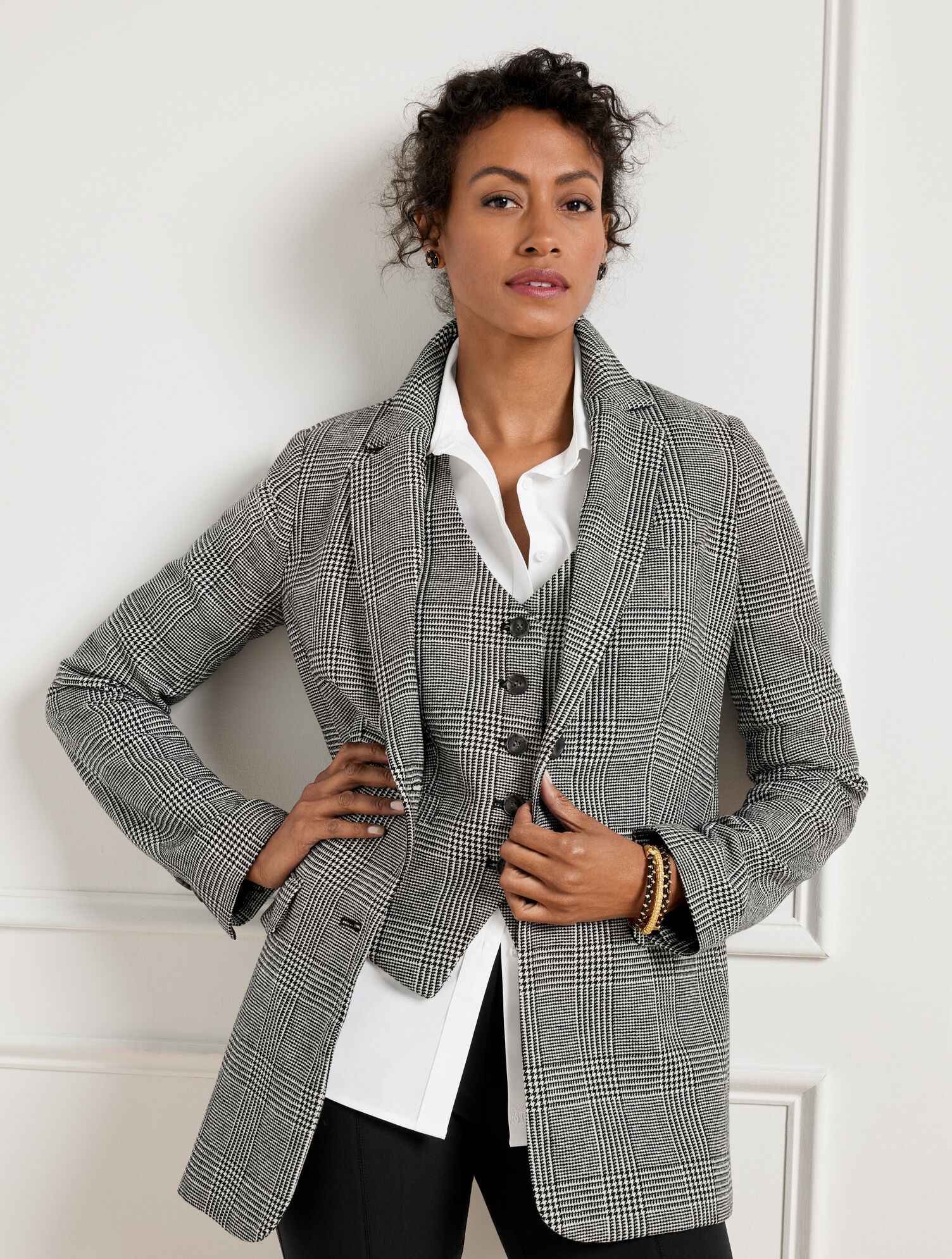 Plaid Blazer Outfits Petite Blazer White Relaxed Blazer Glen Plaid