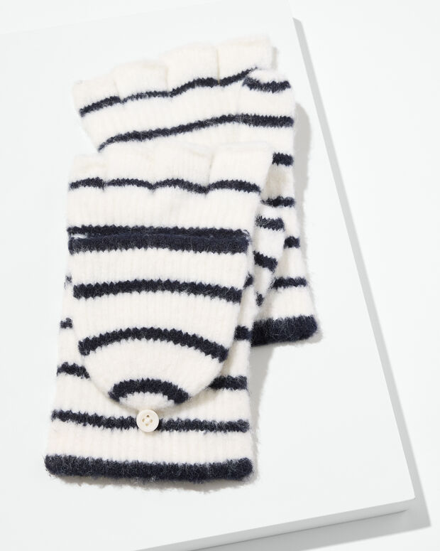 Flip-Top Ribbed Gloves - Stripe