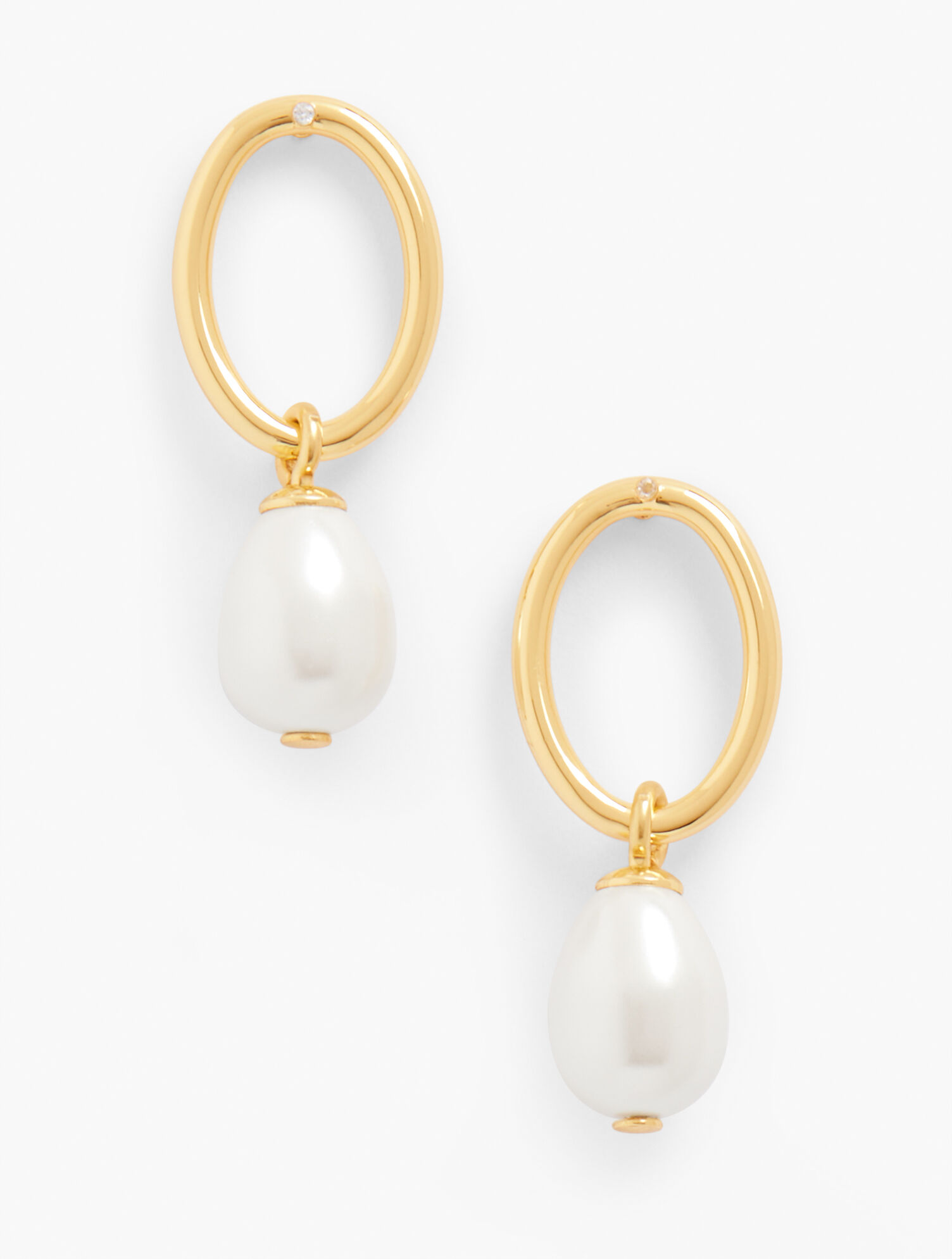 Pearl Drop Open Hoop Earrings | Talbots