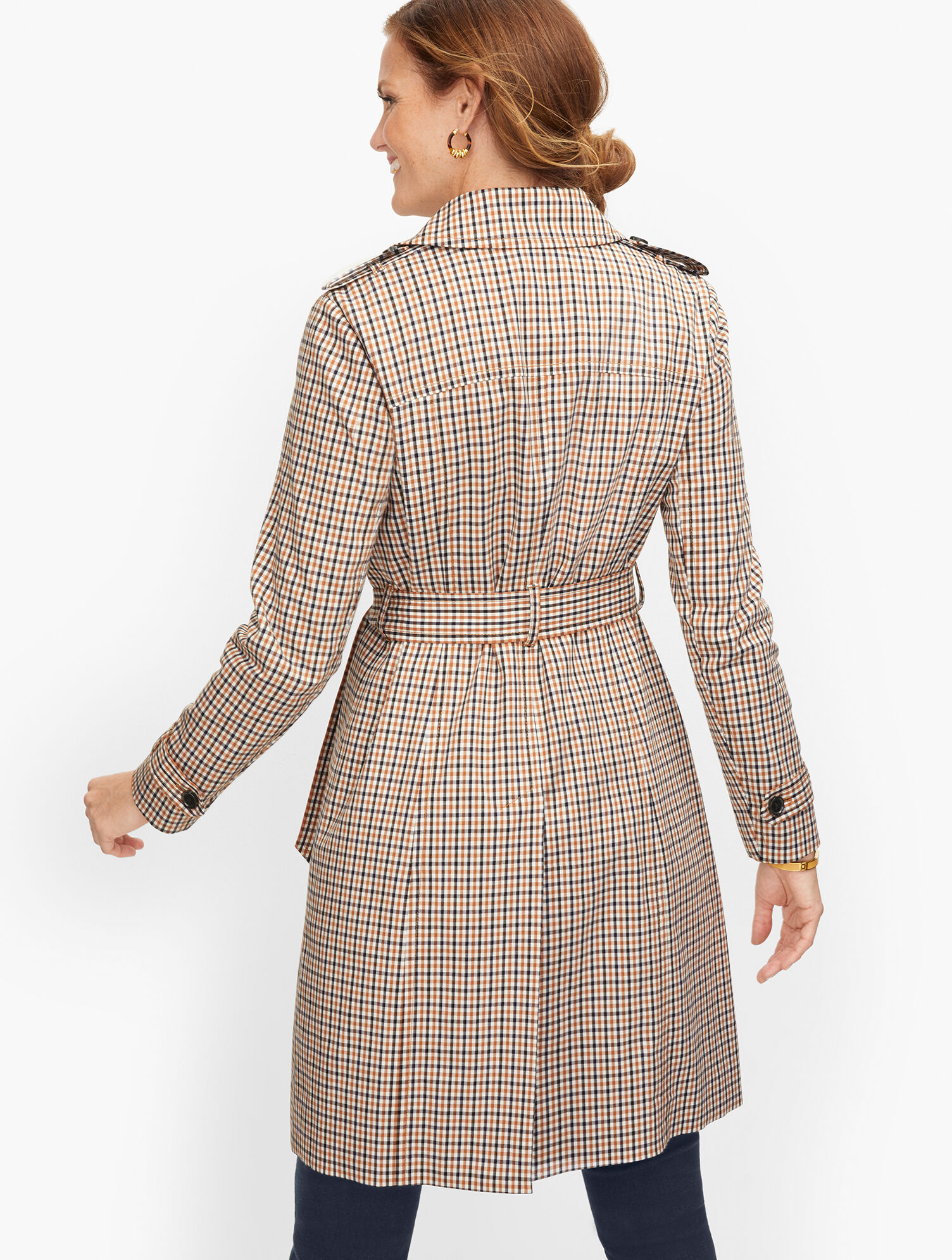 Polished Plaid Trench Coat