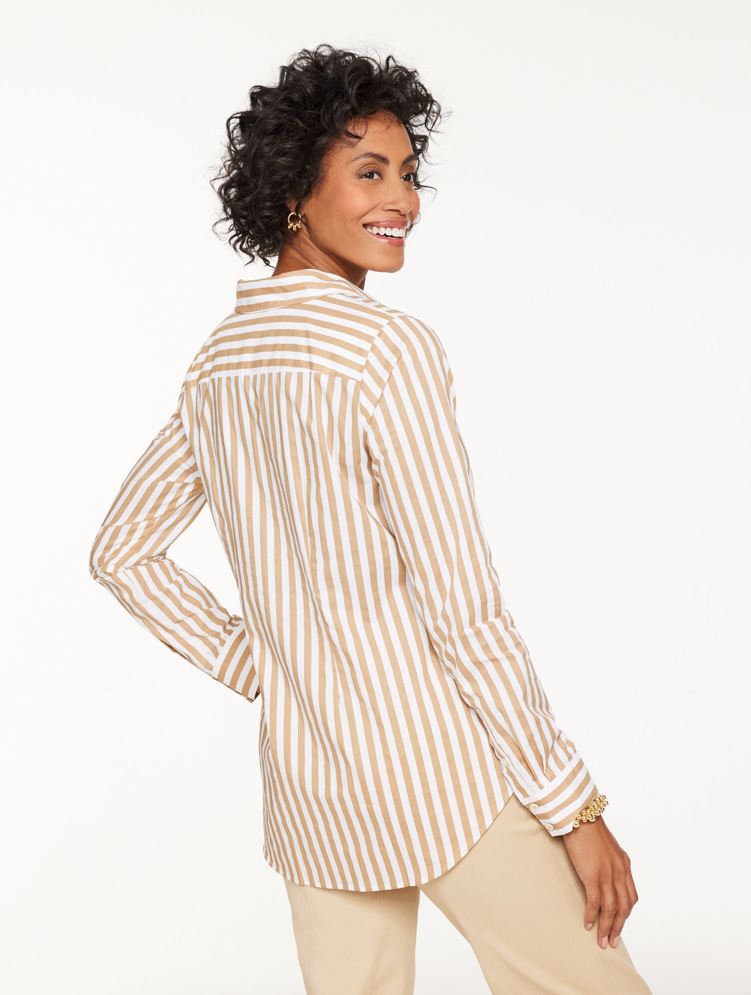 Tie Front Poplin Shirt - Tranquil Stripe