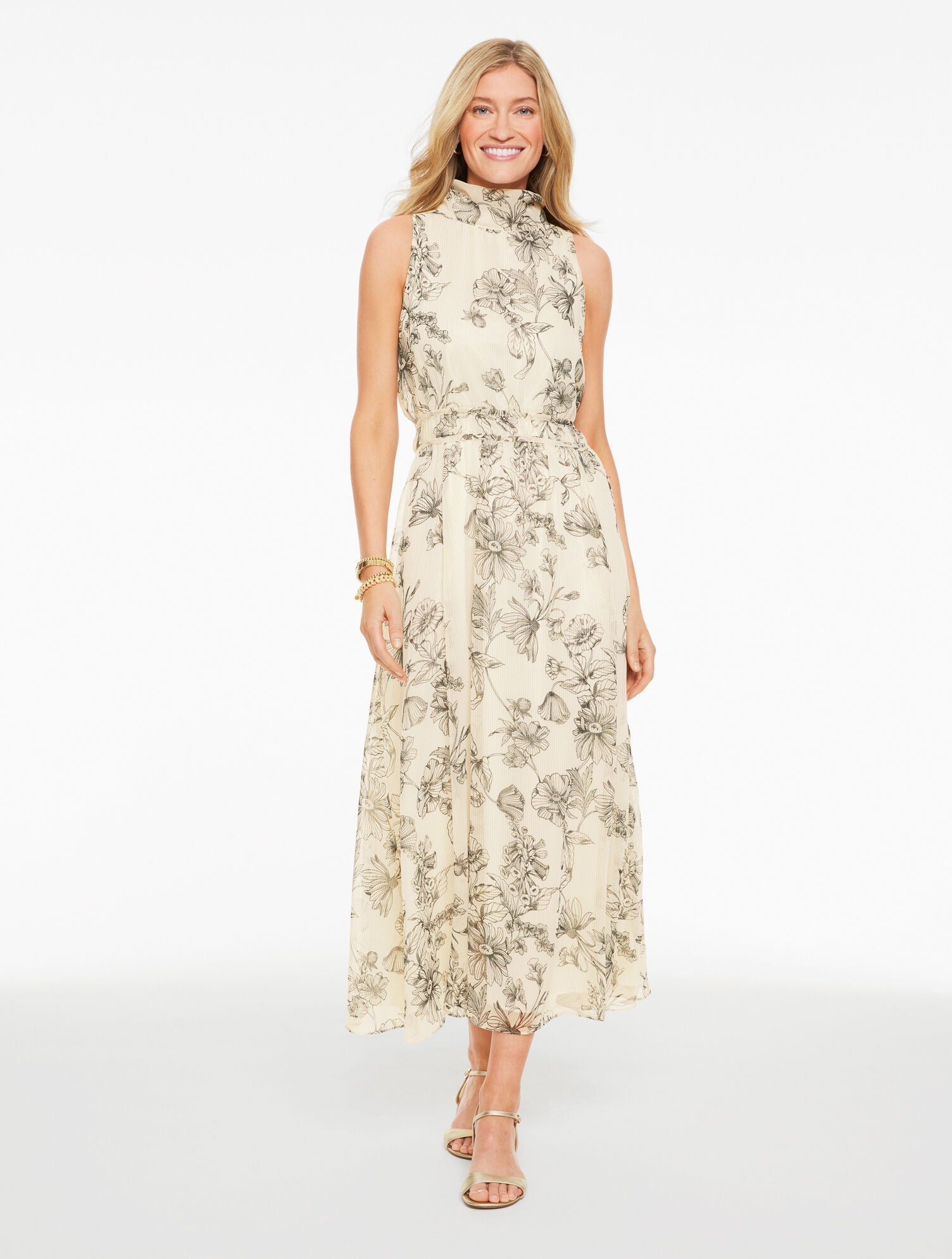 RSVP Metallic Fit & Flare - Shadow Floral | Talbots