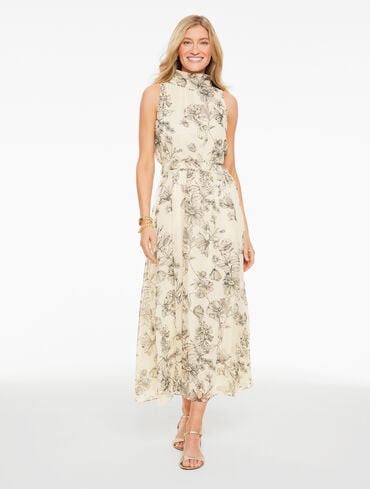 Metallic Fit & Flare - Shadow Floral